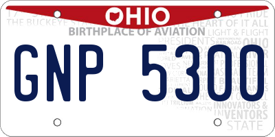 OH license plate GNP5300