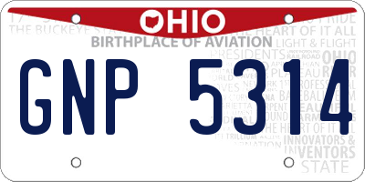 OH license plate GNP5314