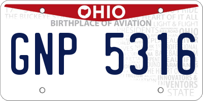 OH license plate GNP5316