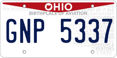 OH license plate GNP5337