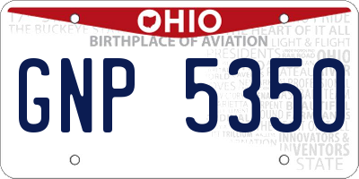OH license plate GNP5350
