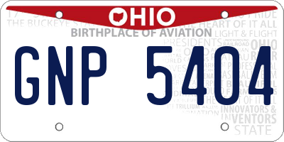 OH license plate GNP5404
