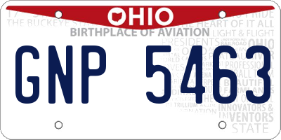 OH license plate GNP5463