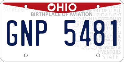 OH license plate GNP5481