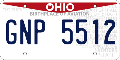 OH license plate GNP5512