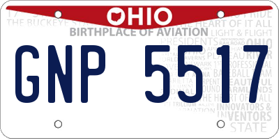 OH license plate GNP5517