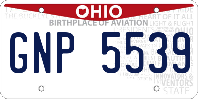 OH license plate GNP5539