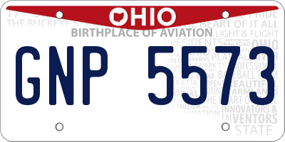 OH license plate GNP5573