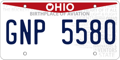 OH license plate GNP5580