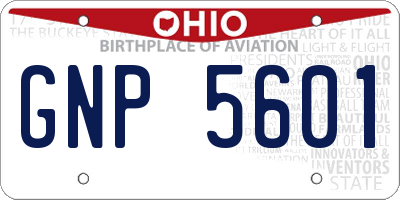 OH license plate GNP5601