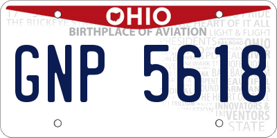 OH license plate GNP5618