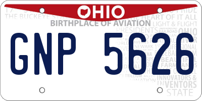 OH license plate GNP5626