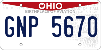 OH license plate GNP5670