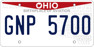 OH license plate GNP5700