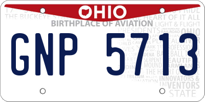 OH license plate GNP5713