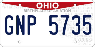 OH license plate GNP5735