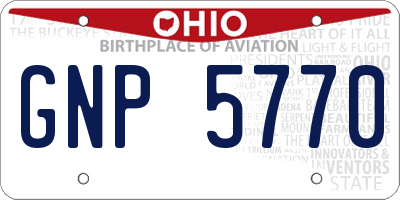 OH license plate GNP5770