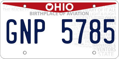 OH license plate GNP5785