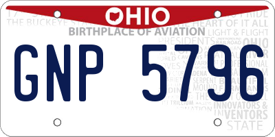 OH license plate GNP5796