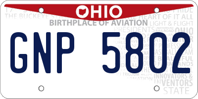 OH license plate GNP5802