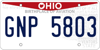 OH license plate GNP5803