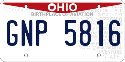 OH license plate GNP5816