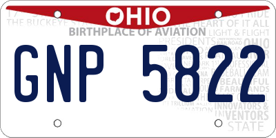 OH license plate GNP5822