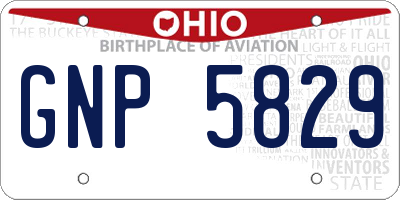 OH license plate GNP5829