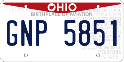 OH license plate GNP5851