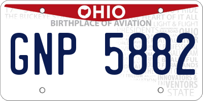 OH license plate GNP5882