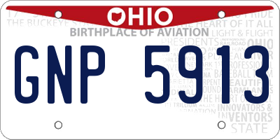 OH license plate GNP5913