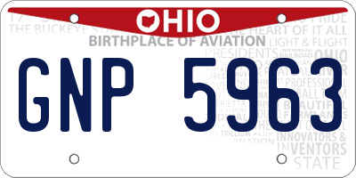 OH license plate GNP5963