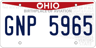 OH license plate GNP5965