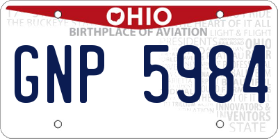 OH license plate GNP5984