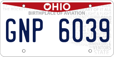 OH license plate GNP6039