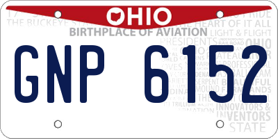 OH license plate GNP6152