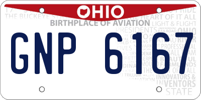 OH license plate GNP6167