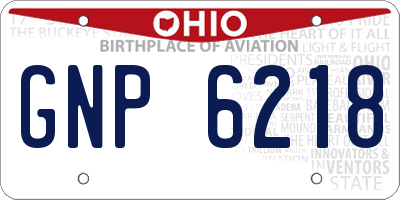 OH license plate GNP6218