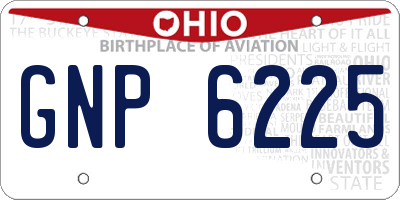 OH license plate GNP6225