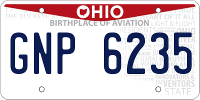 OH license plate GNP6235