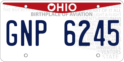 OH license plate GNP6245