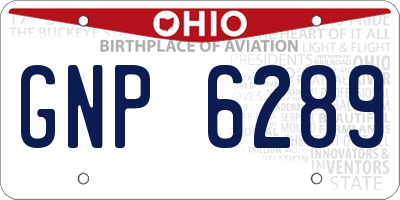 OH license plate GNP6289