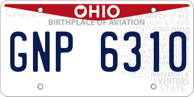 OH license plate GNP6310