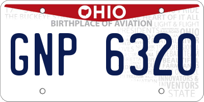 OH license plate GNP6320