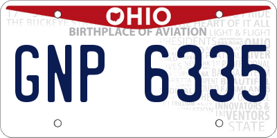 OH license plate GNP6335