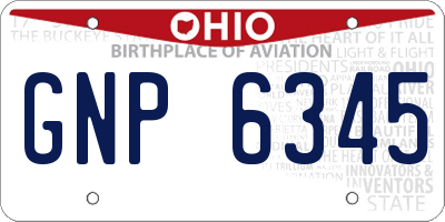 OH license plate GNP6345