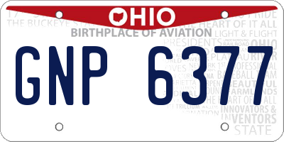 OH license plate GNP6377