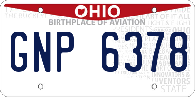 OH license plate GNP6378