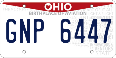 OH license plate GNP6447