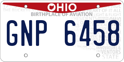 OH license plate GNP6458